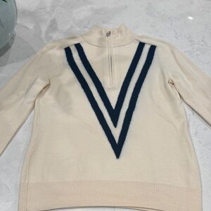 G/FORE Cream and Navy Turtleneck Sweater